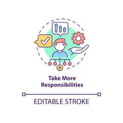 Take more responsibilities concept icon. Corporate leader. Personal trait for employee. Career advancement abstract idea thin line illustration. Vector isolated outline color drawing. Editable stroke
