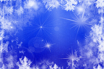 Fototapeta na wymiar Winter blue background with frost effect. Space for text.