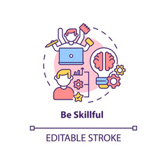 Be skillful concept icon. Employee expertise in job tasks. Productive work. Career advancement abstract idea thin line illustration. Vector isolated outline color drawing. Editable stroke