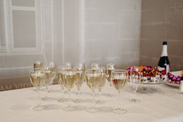 pyramid of champagne and wine in a glass