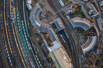 aerial view on cargo trains