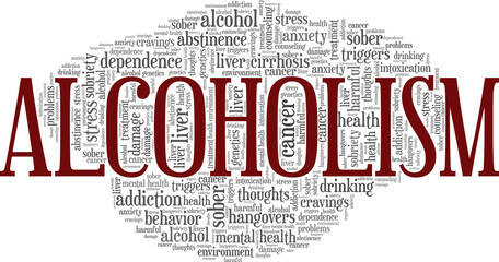 Alcoholism vector illustration word cloud isolated on white background.