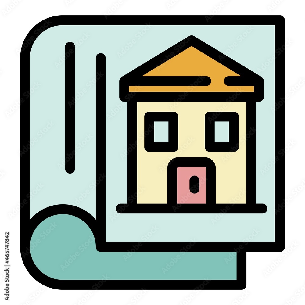 Poster house documentation icon. outline house documentation vector icon color flat isolated