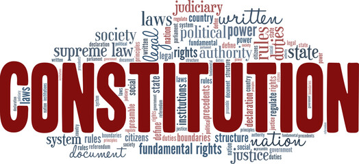 Constitution vector illustration word cloud isolated on white background.