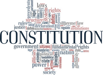 Constitution vector illustration word cloud isolated on white background.