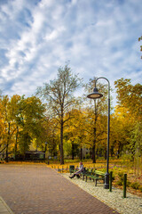 Wonderfully beautiful and sunny October day in Vilnius. The trees are adorned with autumn gold.