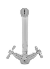 Double handle water tap isolated on white