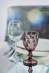 pyramid of champagne and wine in a glass