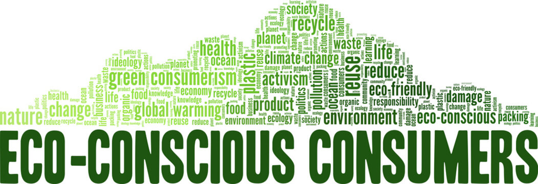 Eco-Conscious Consumers vector illustration word cloud isolated on white background.
