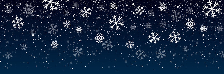 Fototapeta na wymiar Snow falling. Snow. Efect falling snow. Realistic snow overlay background. Snowfall, snowflakes in different shapes and forms.
