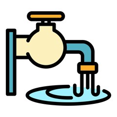 Water tap icon. Outline water tap vector icon color flat isolated