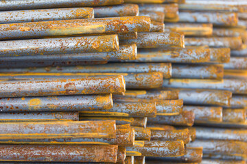 Steel bars used in construction, Steel bars close- up background