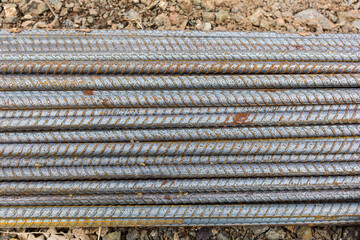 Steel bars used in construction, Steel bars close- up background