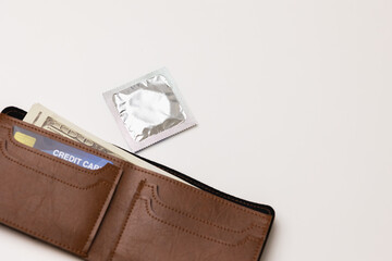 Condom in the wall ready to use anytime anywhere. Campaign for safe sex and contraception.