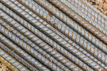 Steel bars used in construction, Steel bars close- up background