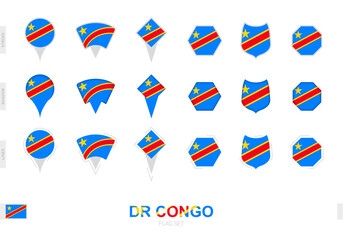 Collection of the DR Congo flag in different shapes and with three different effects.