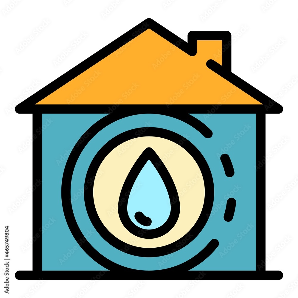 Poster a drop in the house icon. outline a drop in the house vector icon color flat isolated