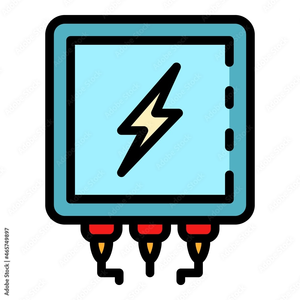 Poster electrical transformer icon. outline electrical transformer vector icon thin line color flat isolate