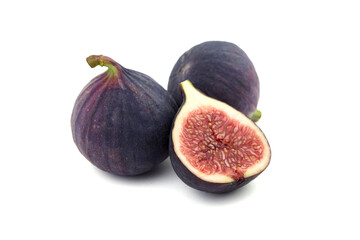 Fig fruit with ripe red half isolated on white