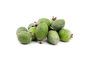 Feijoa fruits or pineapple guava isolated on white