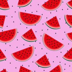 A sample of watermelons. Seamless vector pink background for clothes or prints			