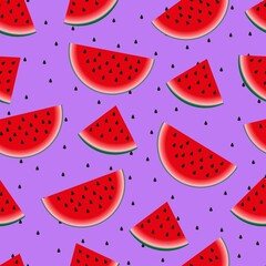 A sample of watermelons. Seamless vector purple background for clothes or prints			