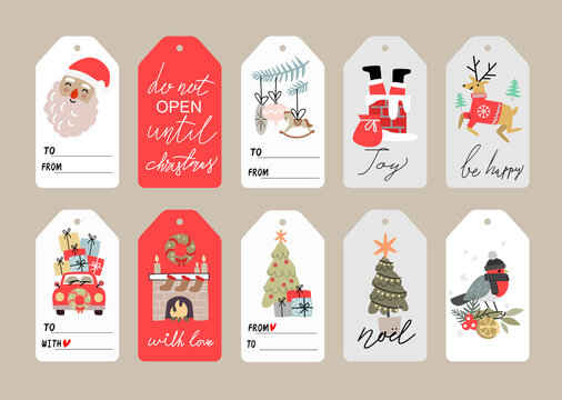 Santa Gift Tags, Christmas Present Labels, Merry Christmas Gift Tags, Black  Santa, Brown Santa, All Shades of Color Santa, Set of 10 