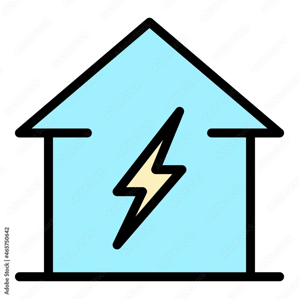 Aufkleber lightning in a house icon. outline lightning in a house vector icon color flat isolated