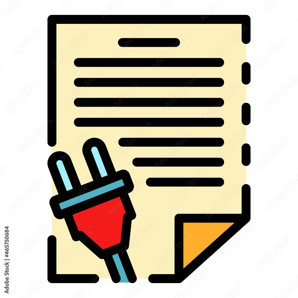 Aufkleber plug and direction icon. outline plug and direction vector icon color flat isolated