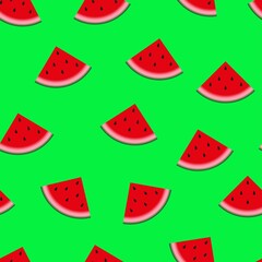 Sweet watermelon vector seamless green pattern. summer print
