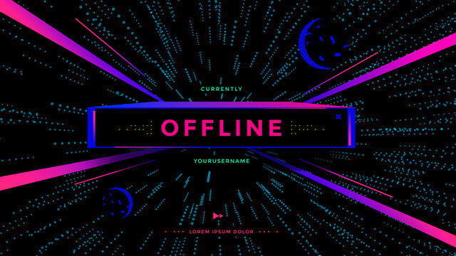 Offline Screen Video Game Streaming. Games Show Channel Page. Vector Illustration.