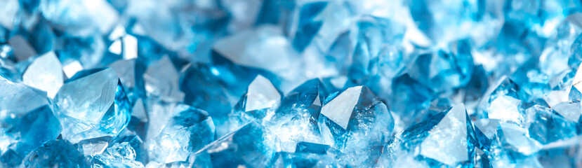Blue Crystal Mineral Stone. Gems. Mineral crystals in the natural environment. Texture of precious...