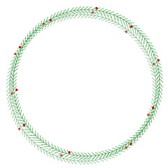 Fir branches circle Christmas frame vector art