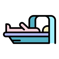 Human body medical test icon. Outline human body medical test vector icon color flat isolated