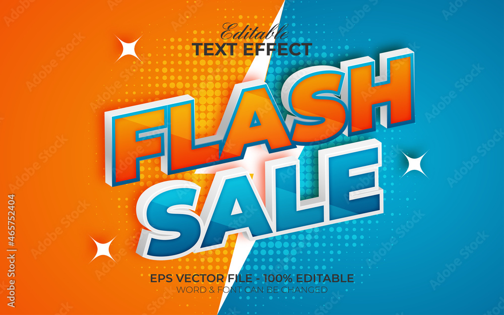 Aufkleber flash sale text effect style. editable text effect.