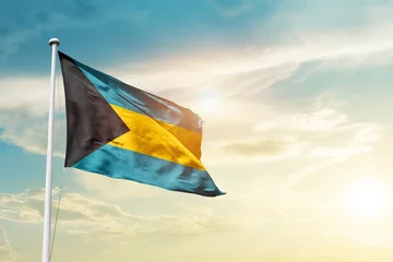 Foto op Plexiglas Bahamas national flag cloth fabric waving on the sky - Image © Faraz