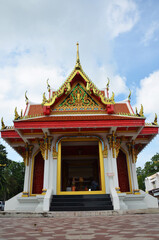 Obraz na płótnie Canvas City Pillar Shrine of Kanchanaburi city for thai people and foreign travelers visit travel and respect praying deity angel to protect and bring good luck on November 2, 2014 in Kanchanaburi, Thailand