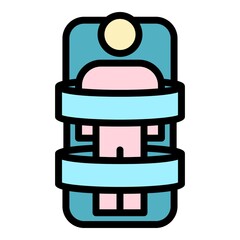 Man on a medical couch icon. Outline man on a medical couch vector icon color flat isolated