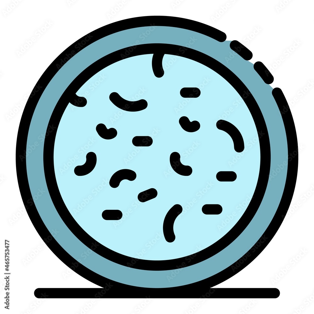 Poster bacteria in microscope icon. outline bacteria in microscope vector icon color flat isolated