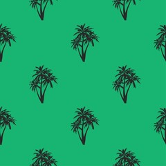vector summer palm print. seamless beach palm print on green background. abstraction on clothes