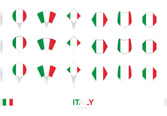 Collection of the Italy flag in different shapes and with three different effects.