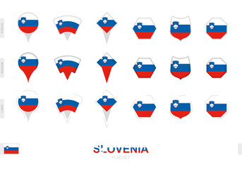 Collection of the Slovenia flag in different shapes and with three different effects.