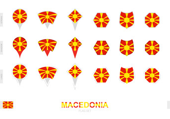Collection of the Macedonia flag in different shapes and with three different effects.