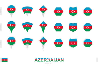 Collection of the Azerbaijan flag in different shapes and with three different effects.
