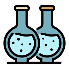 Flasks with liquid icon. Outline flasks with liquid vector icon color flat isolated