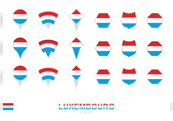 Collection of the Luxembourg flag in different shapes and with three different effects.