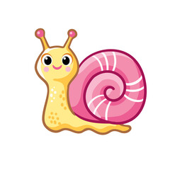 Cute snail on a white background. Vector illustration