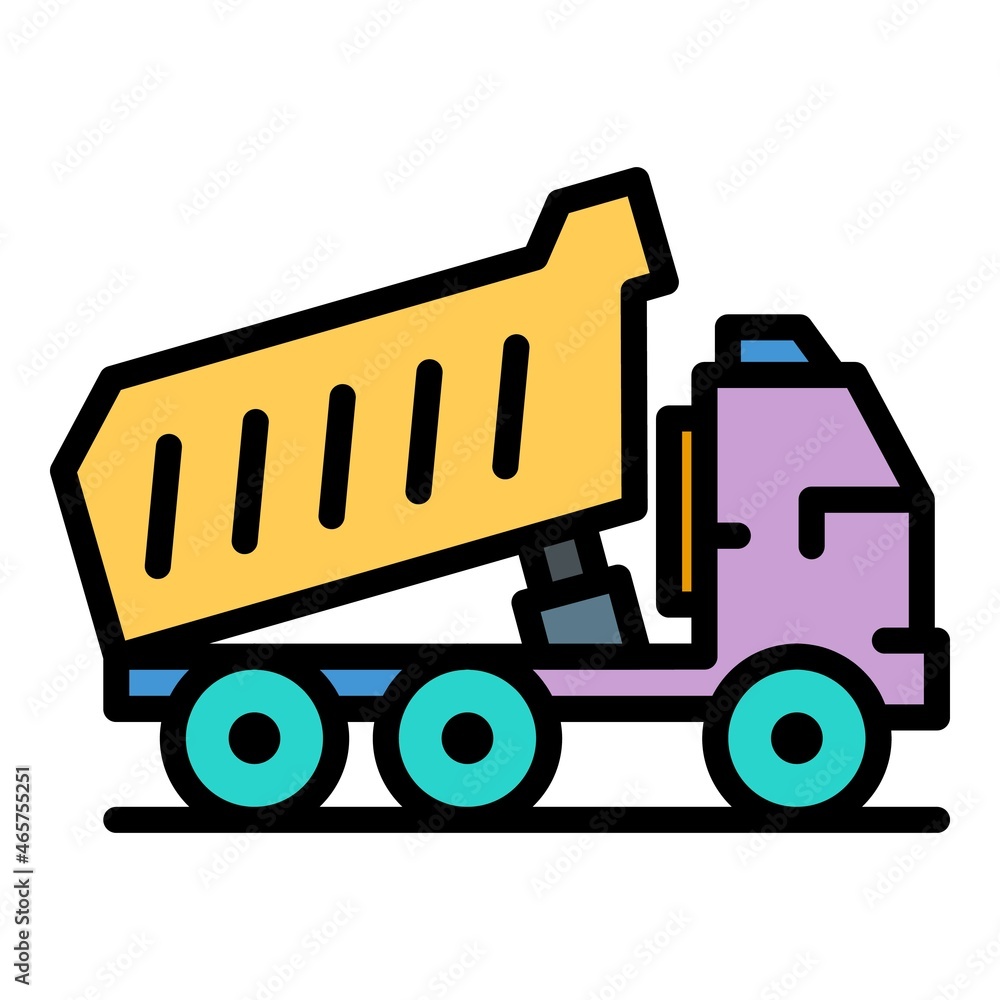 Wall mural Lorry tipper icon. Outline lorry tipper vector icon color flat isolated - Wall murals