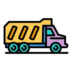 Tipper auto icon. Outline tipper auto vector icon color flat isolated