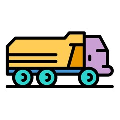 Cargo tipper icon. Outline cargo tipper vector icon color flat isolated